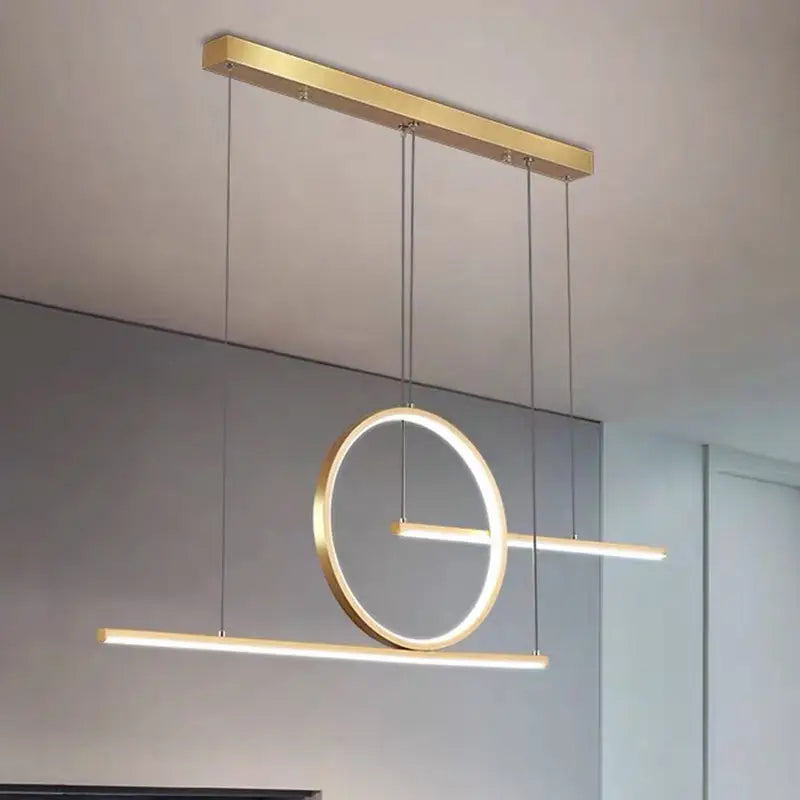 Modern gold minimalist led halo ring pendant light dining room