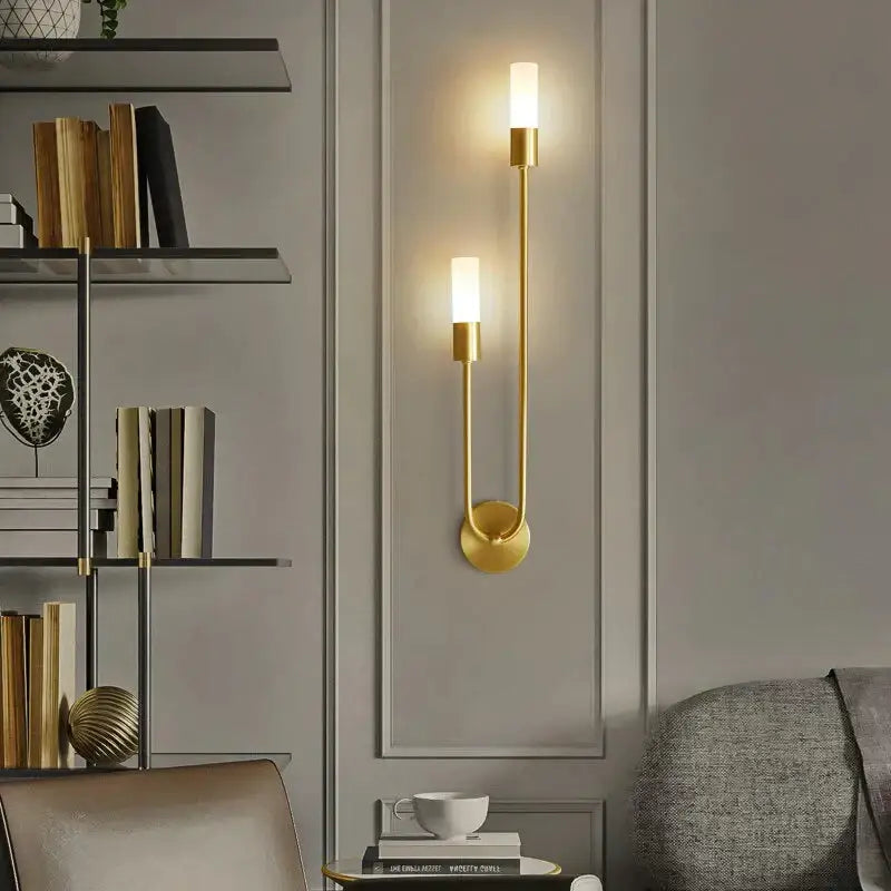 Modern gold minimalist led wall lamp bedroom vertical sconce