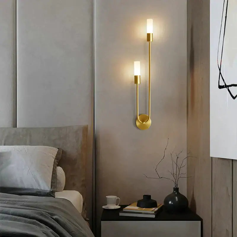 Modern gold minimalist led wall lamp bedroom vertical sconce