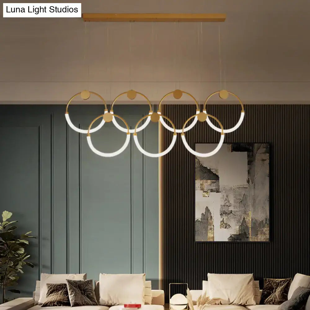 Modern gold minimalistic ring pendant light for living room