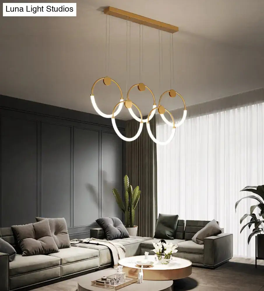 Modern gold minimalistic ring pendant light for living room