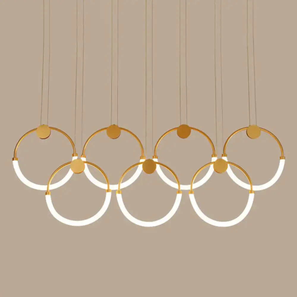 Modern gold minimalistic ring pendant light for living room