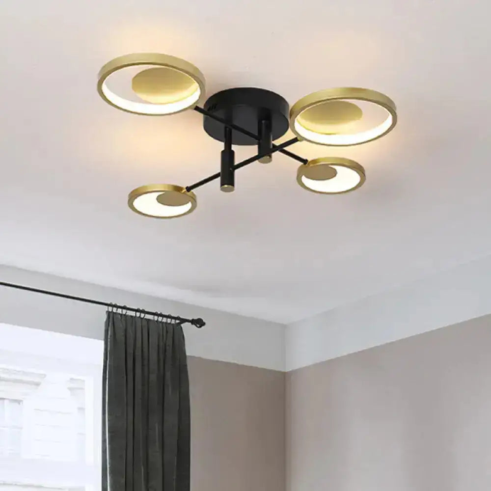 Modern gold molecule ceiling mount chandelier living room starburst light
