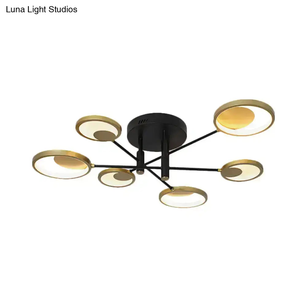 Modern gold molecule ceiling mount chandelier living room starburst light