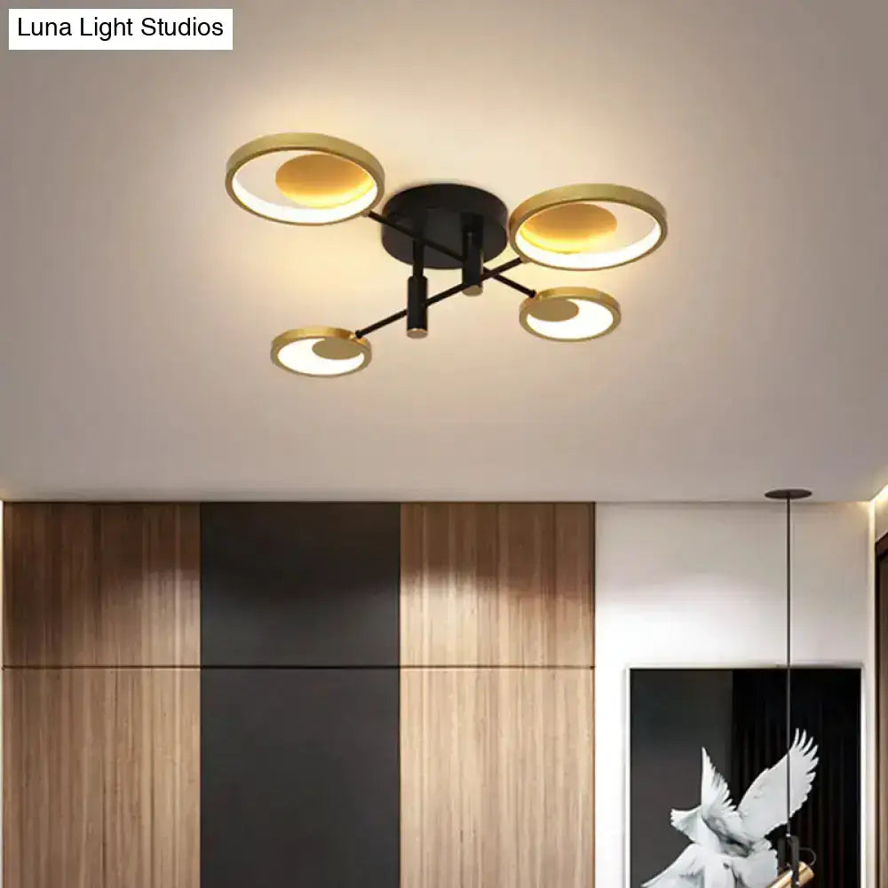 Modern gold molecule ceiling mount chandelier living room starburst light