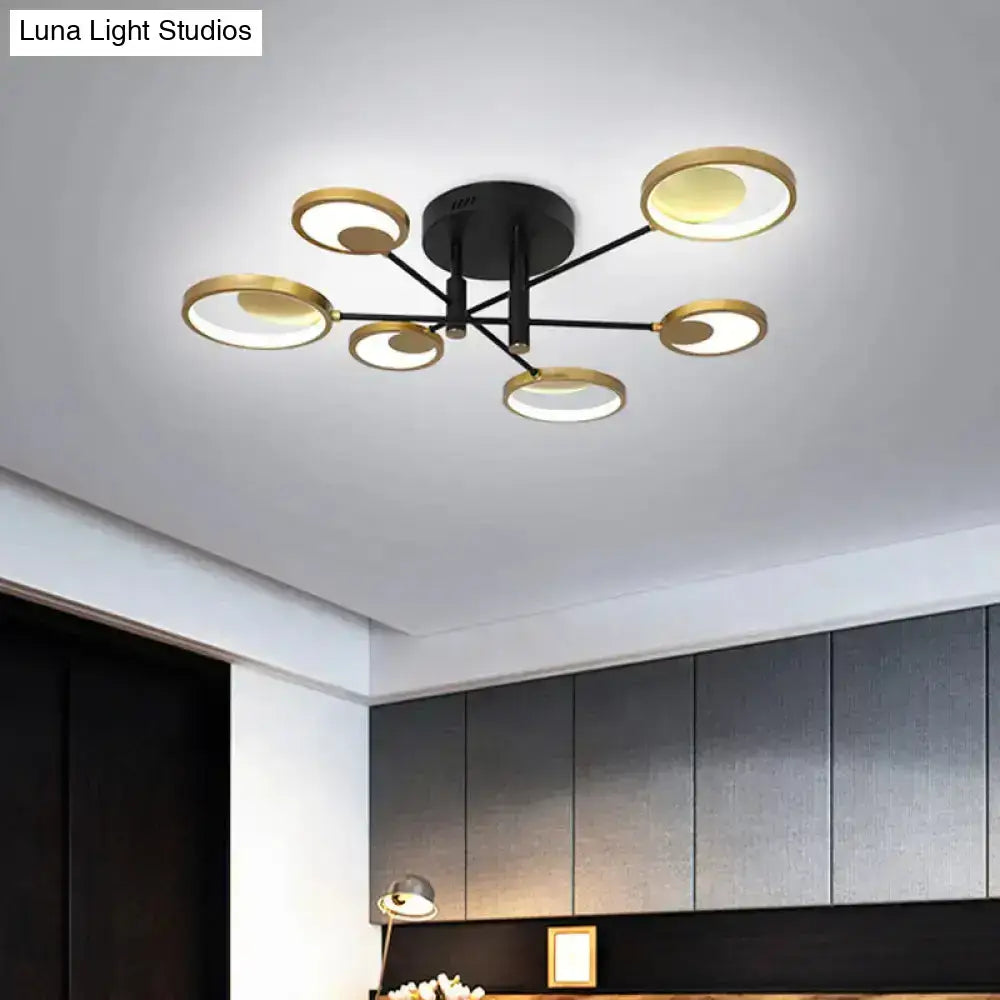 Modern gold molecule ceiling mount chandelier living room starburst light