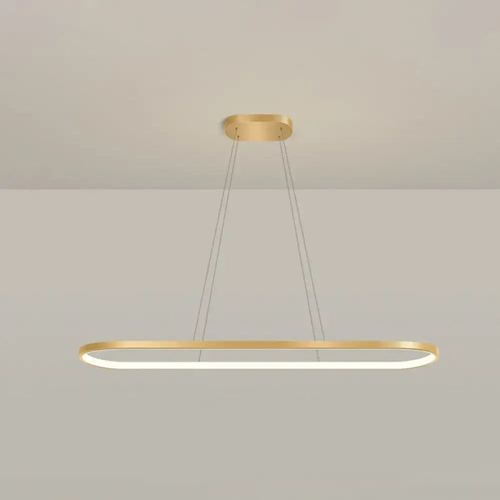 Modern gold oblong led pendant light fixture for dining room