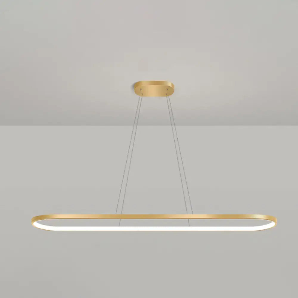 Modern gold oblong led pendant light fixture for dining room