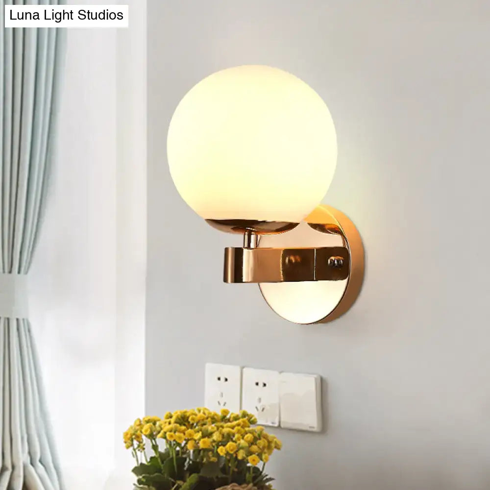 Modern gold opal glass ball wall light – living room sconce