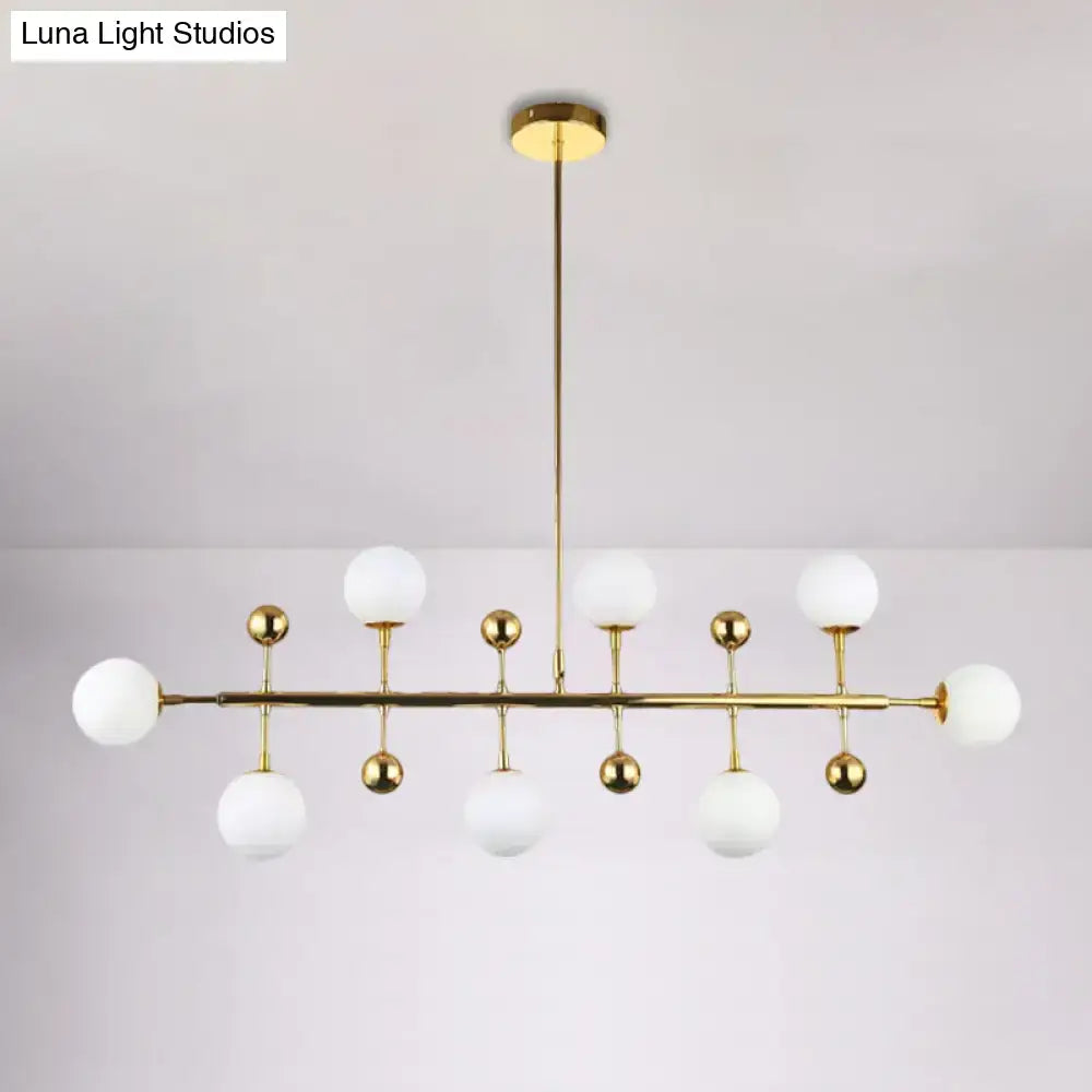 Modern gold opal glass linear ceiling pendant dining room fixture