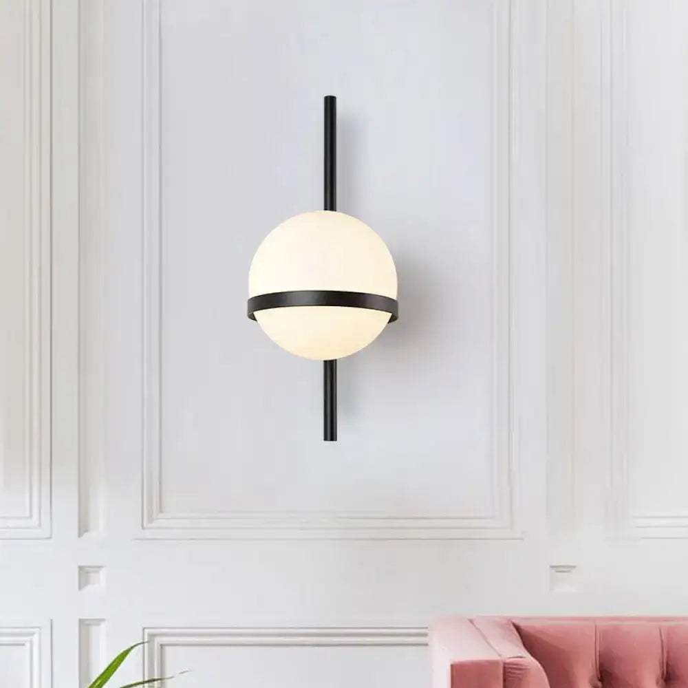 Modern gold opal glass orb wall sconce – living room light