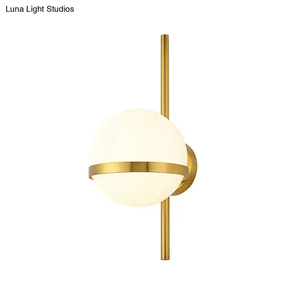 Modern gold opal glass orb wall sconce – living room light