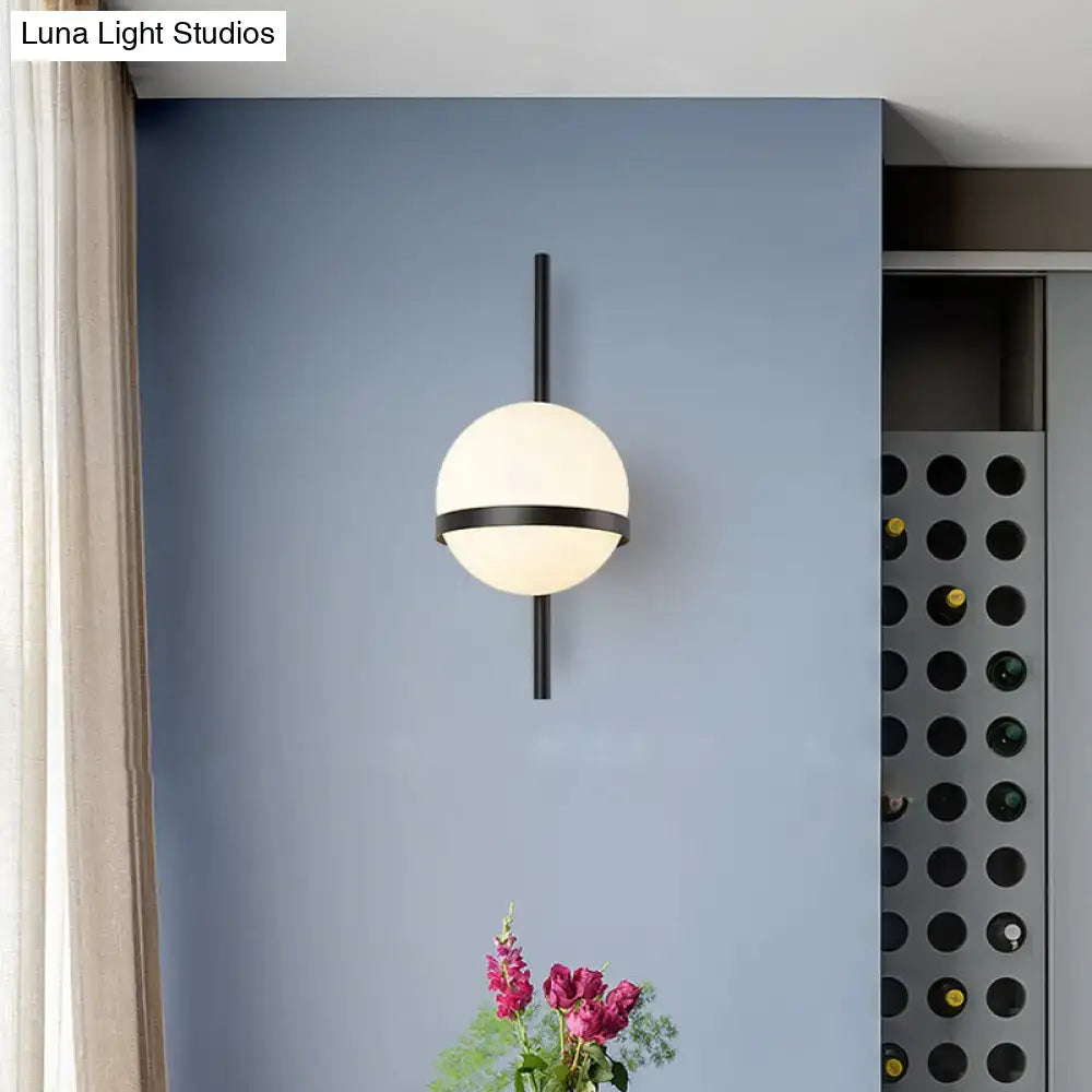 Modern gold opal glass orb wall sconce – living room light