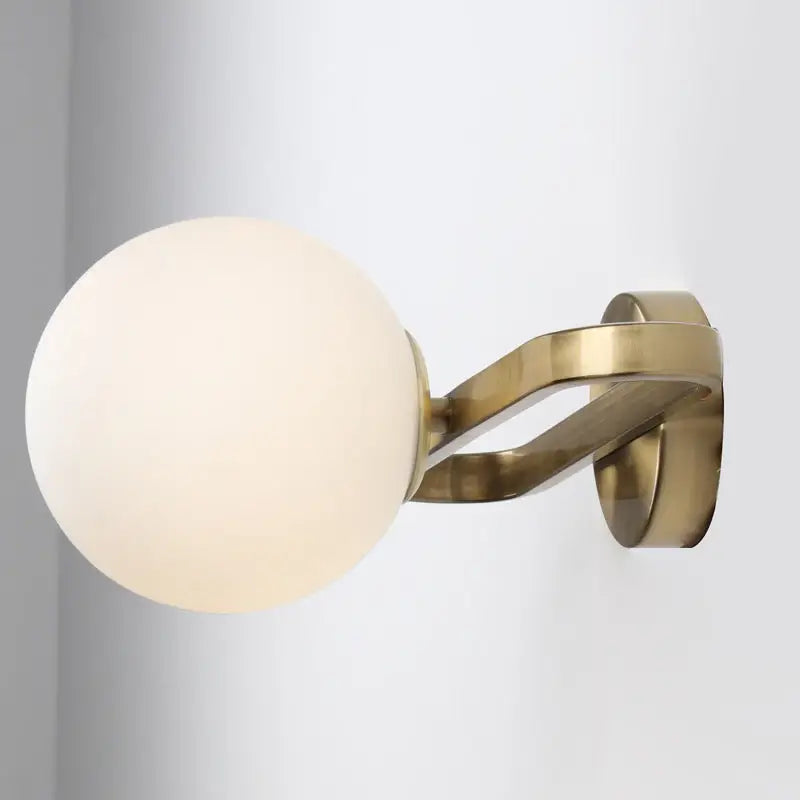 Modern gold opal glass sphere wall lamp for bedroom single light