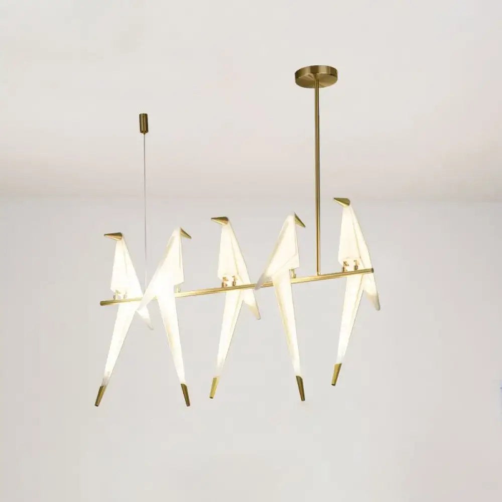 Modern gold origami bird pendant light for dining room decor