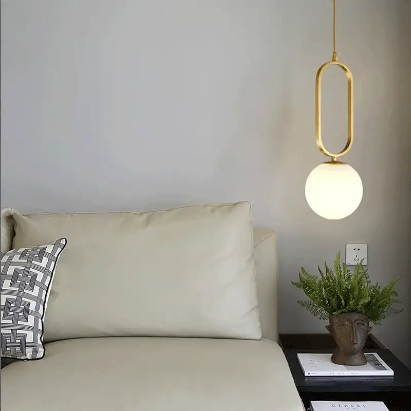 Modern gold oval glass ball pendant light dining room