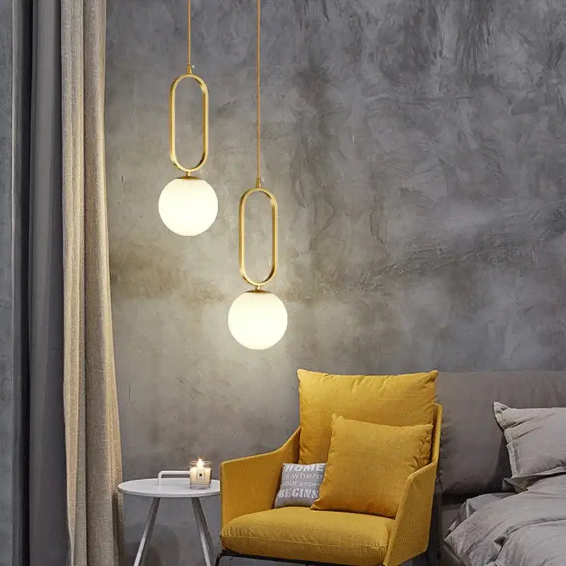 Modern gold oval glass ball pendant light dining room