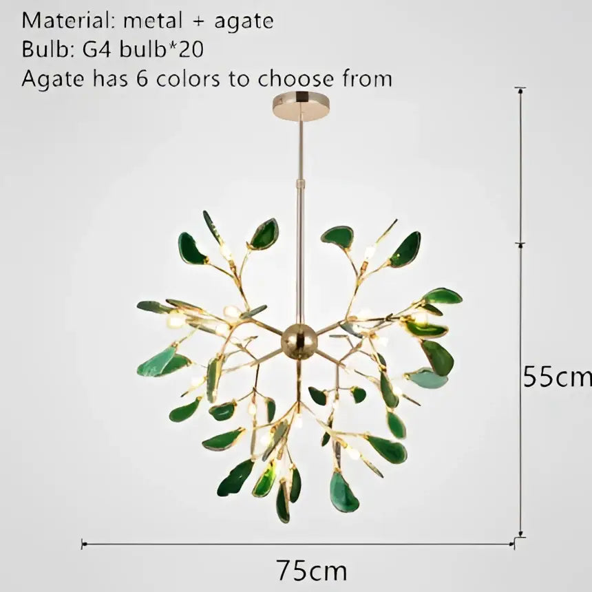Modern gold pendant chandelier with colorful agate for dining room