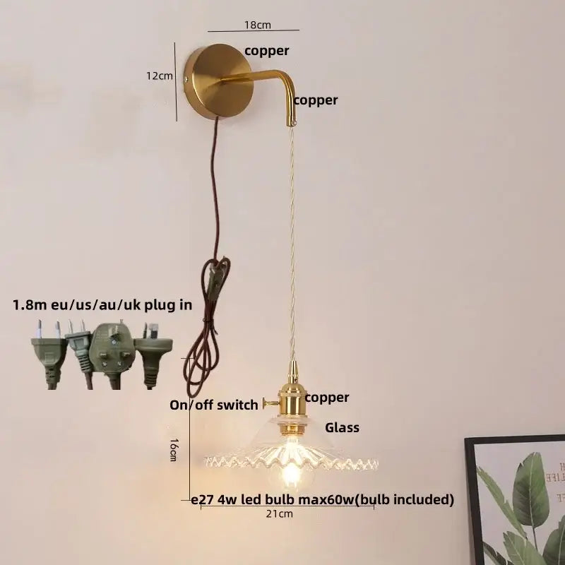 Modern gold petal led wall lights with pull chain bedroom sconce