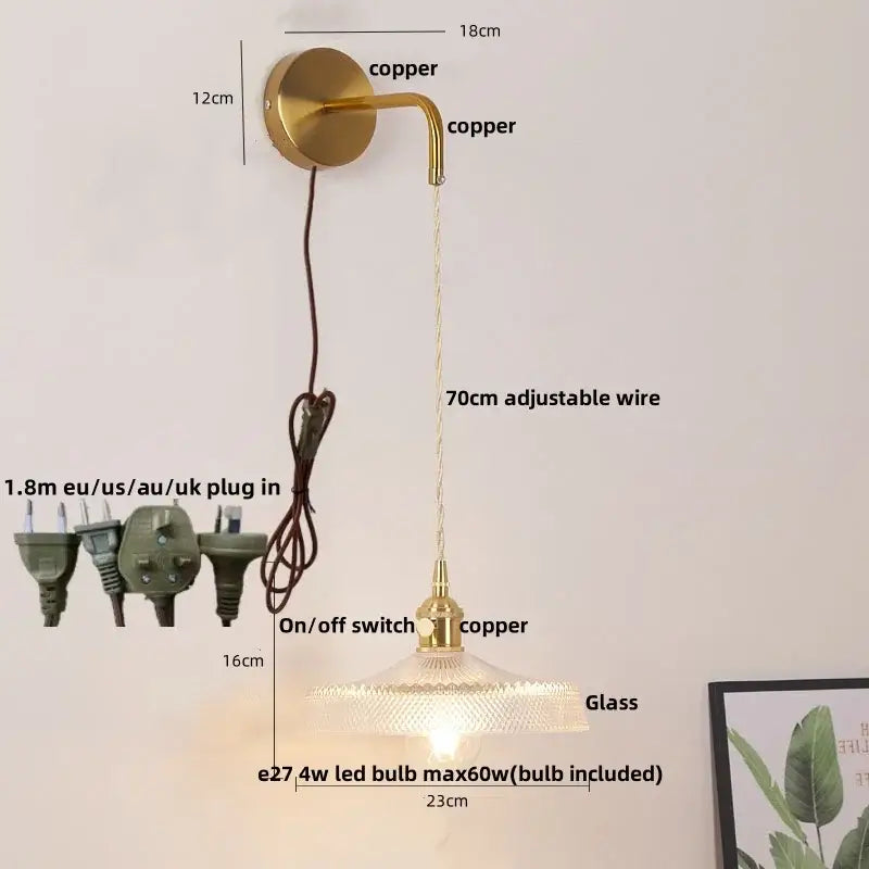 Modern gold petal led wall lights with pull chain bedroom sconce