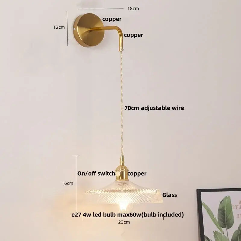 Modern gold petal led wall lights with pull chain bedroom sconce
