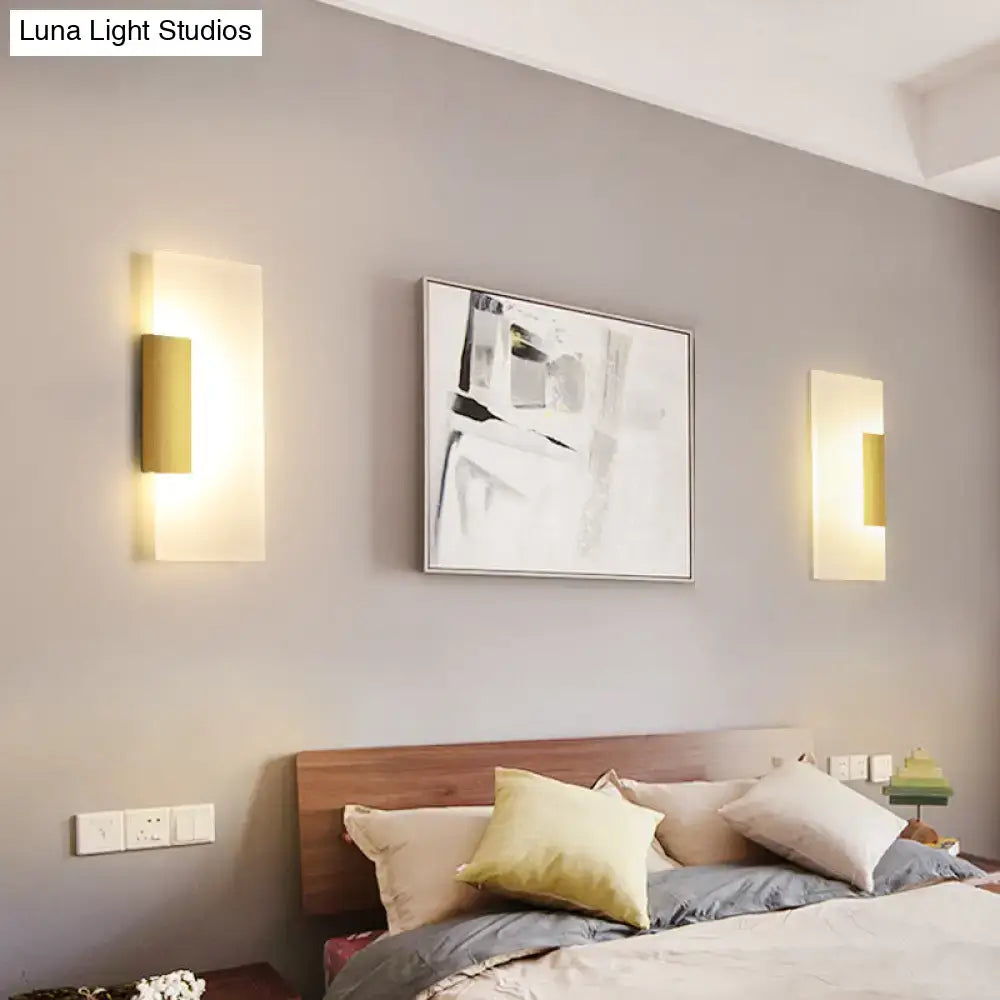 Modern gold rectangular acrylic wall sconce hallway bulb included