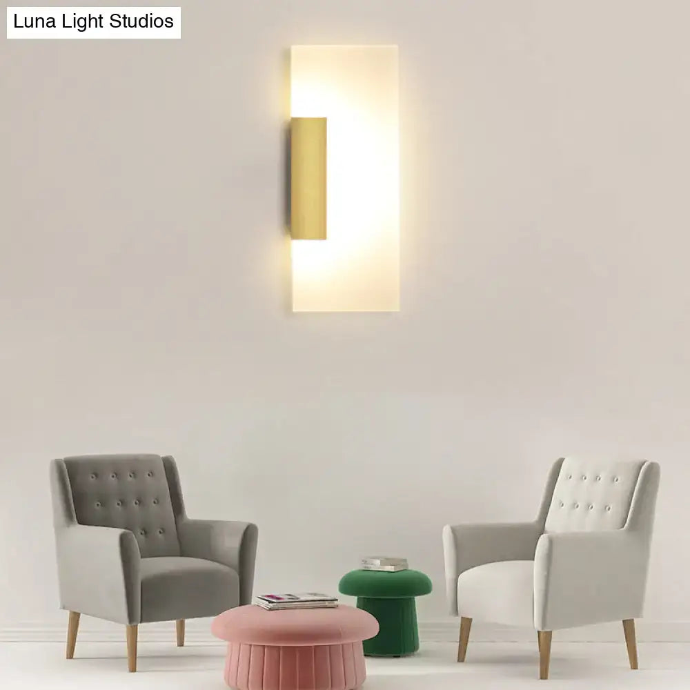 Modern gold rectangular acrylic wall sconce hallway bulb included