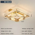 Modern gold rectangular crystal ceiling chandelier dimmable bedroom light