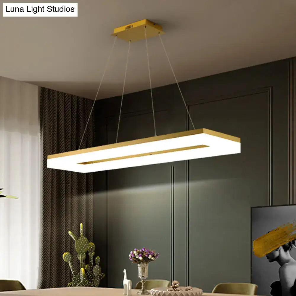 Modern gold rectangular led ceiling light for kitchen island