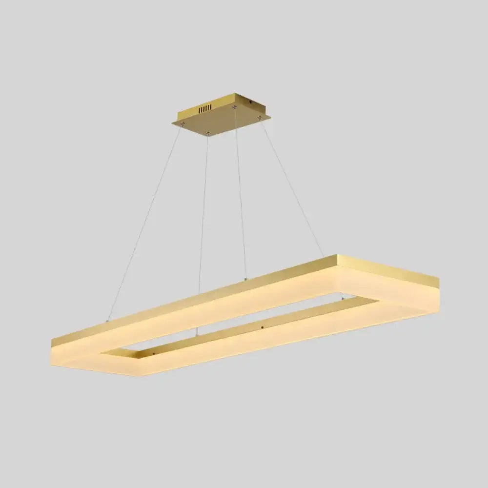 Modern gold rectangular led ceiling light for kitchen island