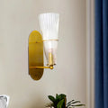 Modern gold ribbed glass wall sconce bedroom light