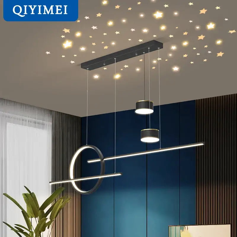 Modern gold ring pendant light for dining room