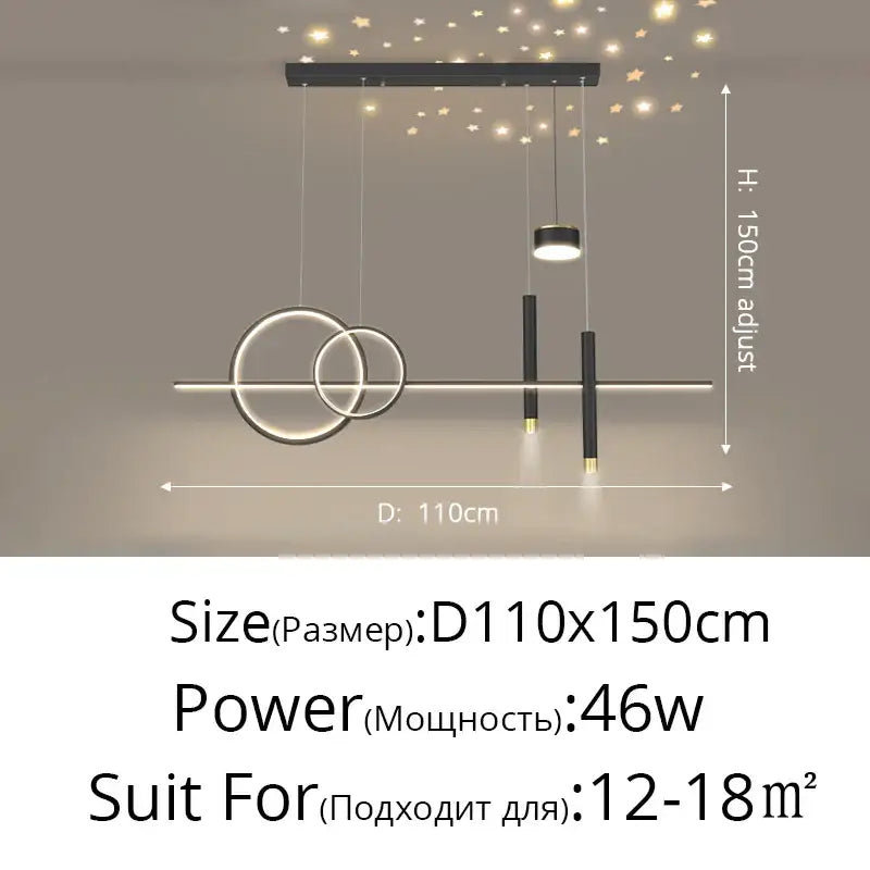 Modern gold ring pendant light for dining room