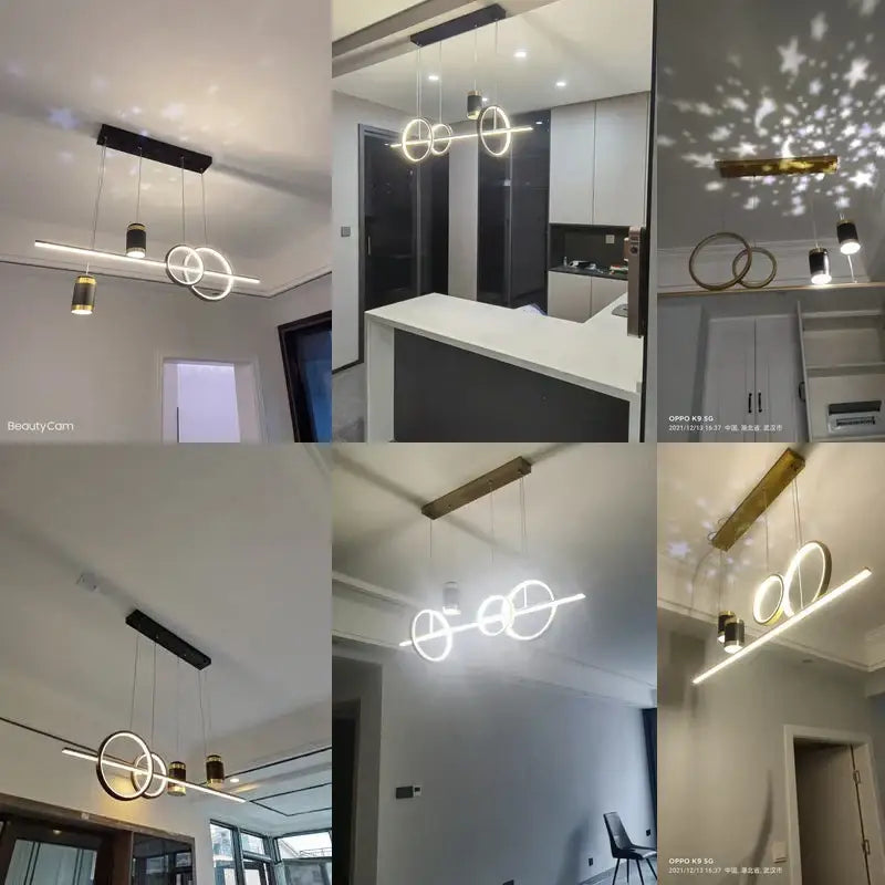 Modern gold ring pendant light for dining room
