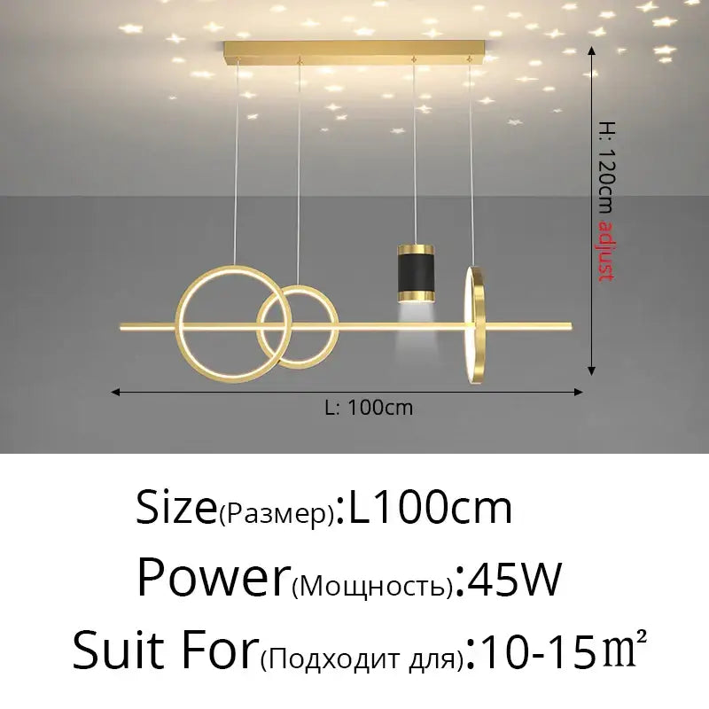 Modern gold ring pendant light for dining room