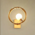 Modern gold ring wall sconce with crystal – bedroom light 110v-120v
