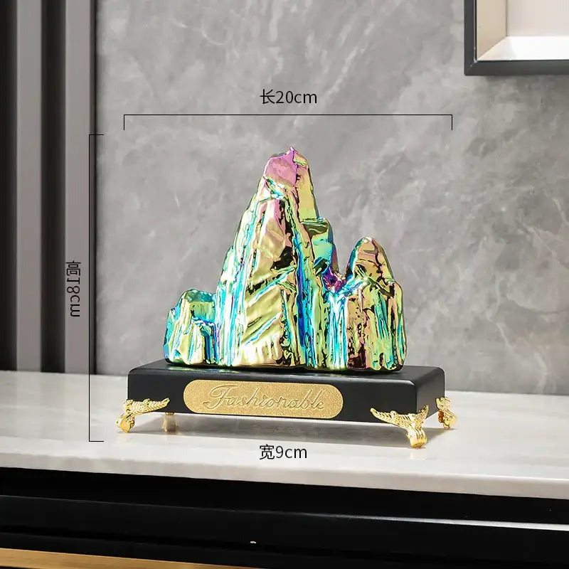 Modern gold & silver ceramic mountain sculpture living room decor
