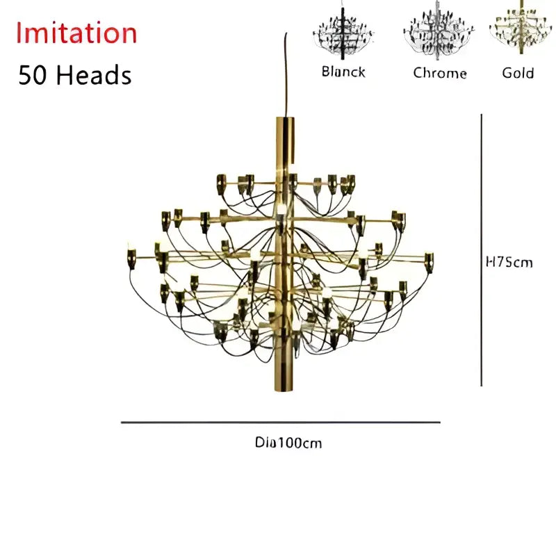 Modern gold & silver chandelier 50 light living room pendant