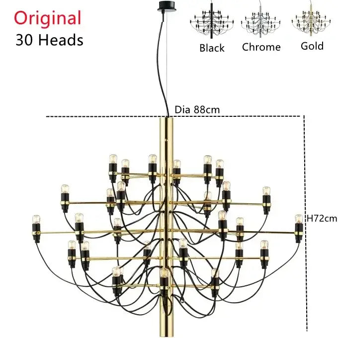 Modern gold & silver chandelier 50 light living room pendant