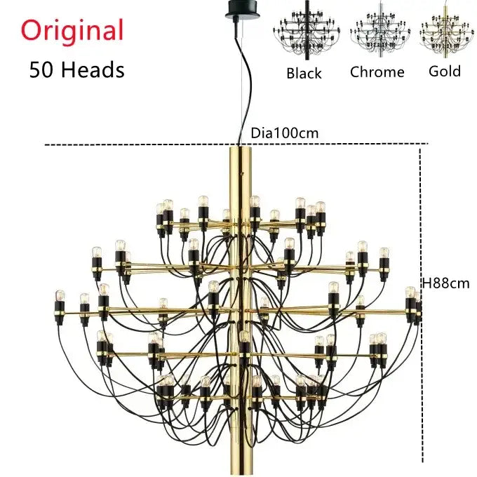 Modern gold & silver chandelier 50 light living room pendant