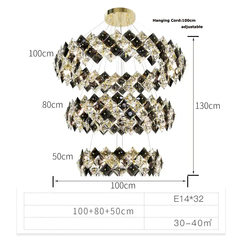 Modern gold & silver crystal dimmable led chandelier dining room