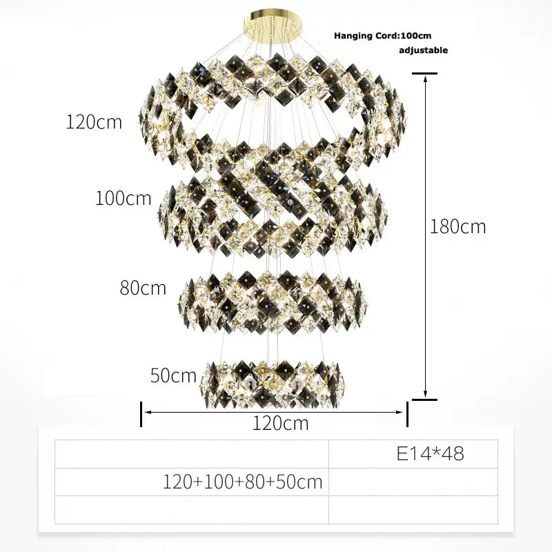 Modern gold & silver crystal dimmable led chandelier dining room