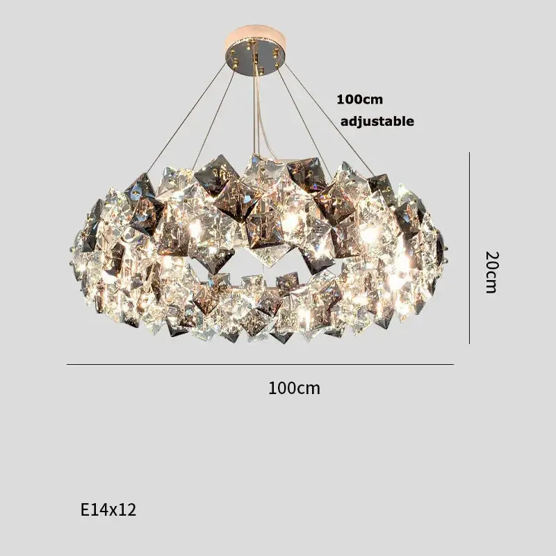Modern gold & silver crystal dimmable led chandelier dining room