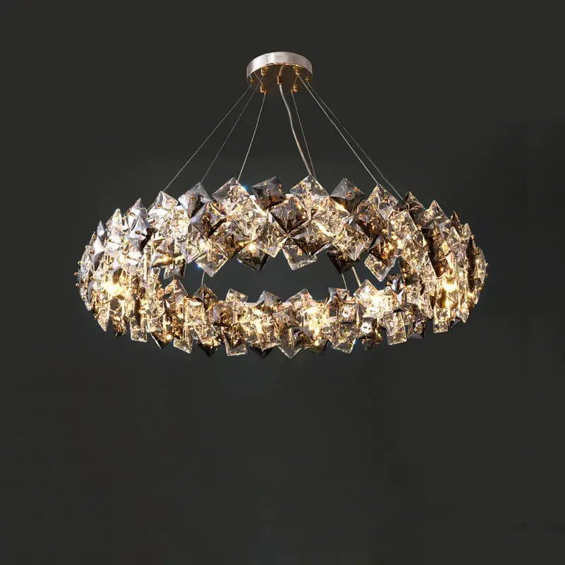 Modern gold & silver crystal dimmable led chandelier dining room