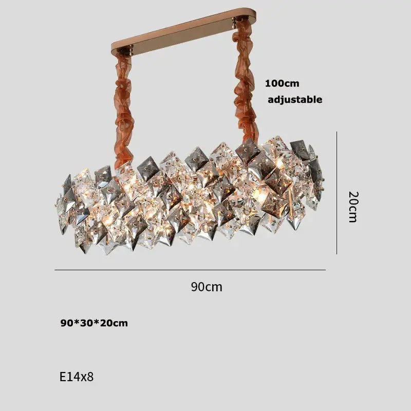 Modern gold & silver crystal dimmable led chandelier dining room