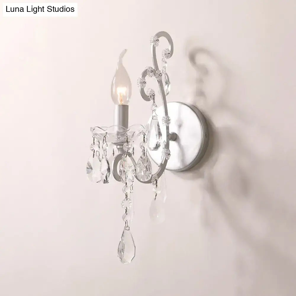 Modern gold & silver crystal drop sconce light living room decor