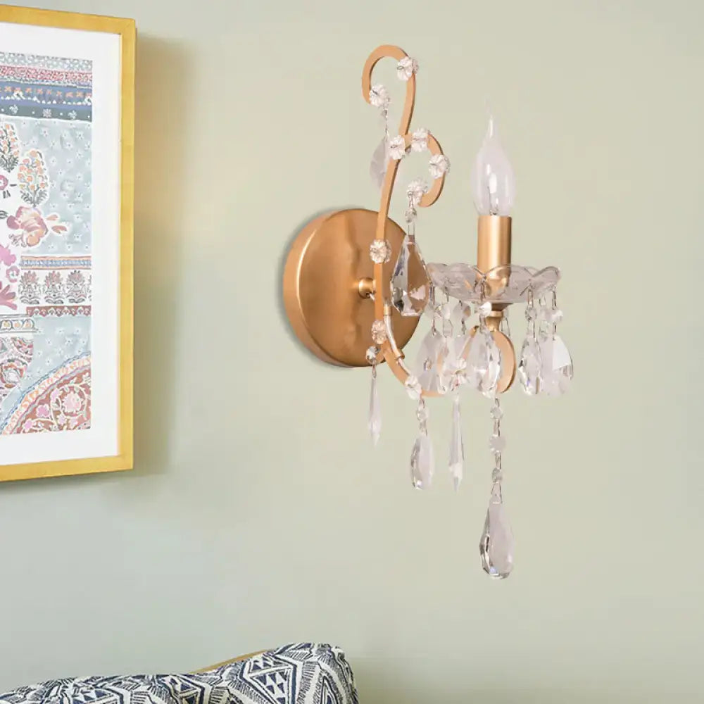 Modern gold & silver crystal drop sconce light living room decor