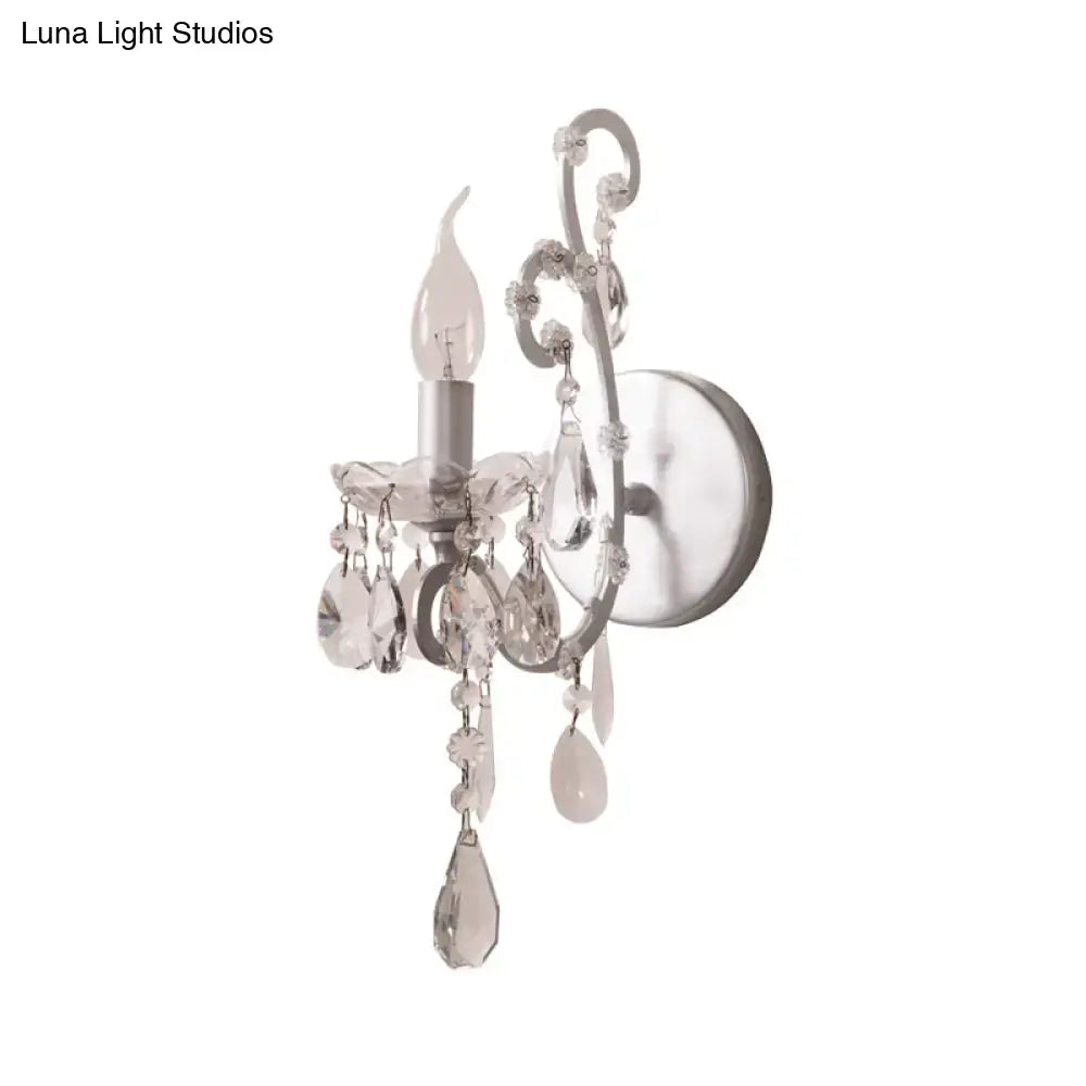 Modern gold & silver crystal drop sconce light living room decor