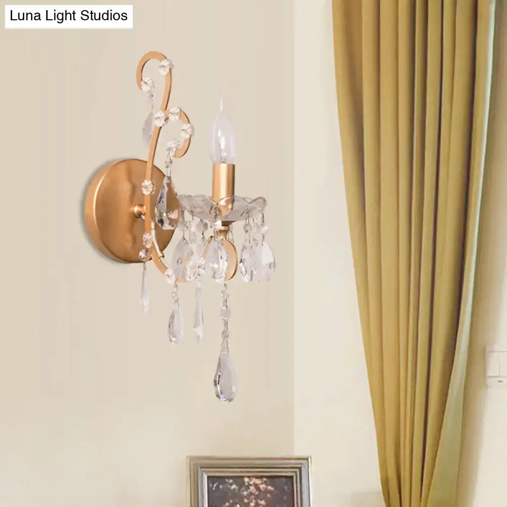Modern gold & silver crystal drop sconce light living room decor