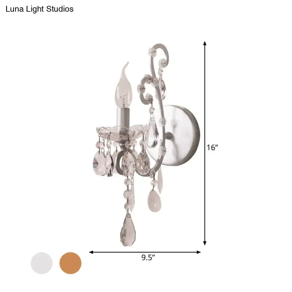 Modern gold & silver crystal drop sconce light living room decor